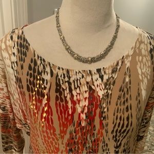 JM collection. Colorful woman’s top in multi colors Size M petite.
